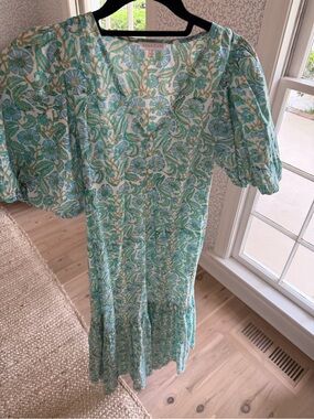 Anna Cate Myers Green Floral Maxi Dress - size S
